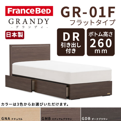 【フレームのみ】フランスベッド グランディ GR-01F DRタイプ(引き出し付き) ボトム高さ26.0cm ダブルサイズ(D)【都内・隣接県は開梱設置無料(日曜・祝日配送除く)】【代引き不可】