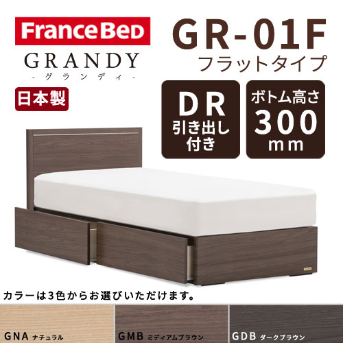 【フレームのみ】【開梱設置無料】フランスベッド グランディ GR-01F DRタイプ(引き出し付き) ボトム高さ30.0cm シングルサイズ(S)【代引き不可】