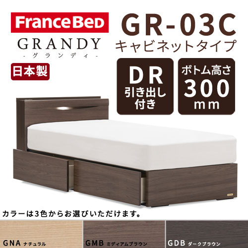 【フレームのみ】【開梱設置無料】フランスベッド グランディ GR-03C DRタイプ(引き出し付き) ボトム高さ30.0cm セミダブルサイズ(M)【代引き不可】
