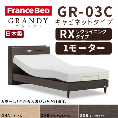 【フレームのみ】【開梱設置無料】フランスベッド グランディ GR-03C RX(リクライニングタイプ) 1モーター シングルサイズ(S)【代引き不可】