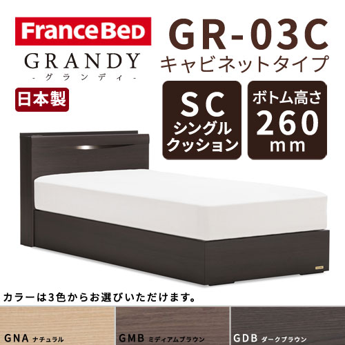【フレームのみ】フランスベッド グランディ GR-03C SCタイプ ボトム高さ26.0cm シングルサイズ(S)【都内・隣接県は開梱設置無料(日曜・祝日配送除く)】【代引き不可】